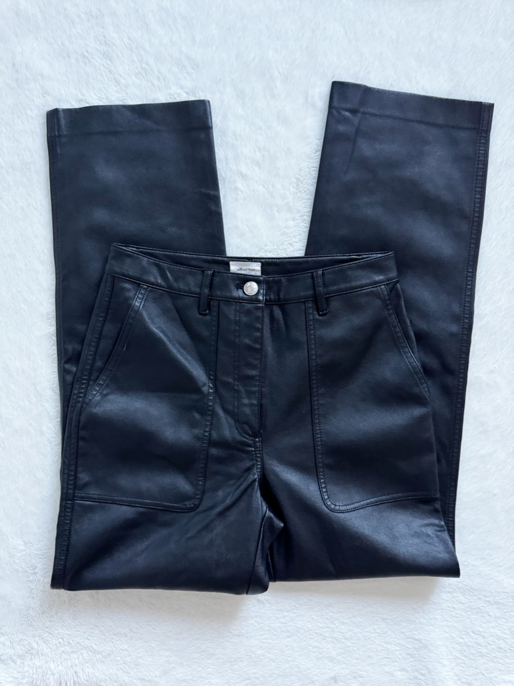 WILFRED FREE | Lucy High-Waisted UnReal Leather Utility Pants - Black - Picture 5 of 11